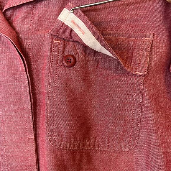 PATAGONIA Long-Sleeved Chambray Shirt Organic Cotton in Red Women's Size 2 - Picture 8 of 9